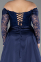 Robe de Soirée Grande Taille Longue Dantelle Bleu Marine ABU5724