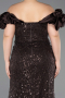 Robe De Fiançailles Grande Taille Perlé Longue Brun foncé ABU4788