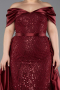 Robe Grande Taille Longue Perlé Rouge Bordeaux ABU5742
