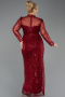 Robe De Soirée Grande Taille Longue Perlé Rouge Bordeaux ABU5643