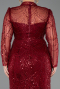 Robe De Soirée Grande Taille Longue Perlé Rouge Bordeaux ABU5643