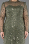 Robe De Soirée Grande Taille Longue Perlé Kaki ABU5643