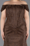 Robe de Soirée Grande Taille Longue Dantelle Brun ABU5824