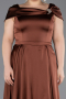 Robe De Soirée Grande Taille Longue Satin Marron Clair ABU5835