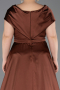 Robe De Soirée Grande Taille Longue Satin Marron Clair ABU5835