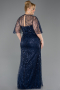 Robe De Soirée Grande Taille Longue Perlé Bleu Marine ABU5800