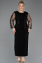 Robe de Soirée Grande Taille Midi Noir ABK2418