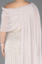 Robe de Soirée Grande Taille Longue Perlé Beige ABU5819