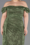 Robe de Soirée Grande Taille Longue Dantelle Kaki ABU5729