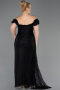 Robe de Soirée Grande Taille Longue Dantelle Noir ABU5729