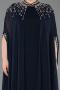 Robe De Soirée Grande Taille Longue Mousseline Bleu Marine ABU5845