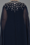 Robe De Soirée Grande Taille Longue Mousseline Bleu Marine ABU5845