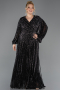 Robe Grande Taille Longue Squameuse Noir ABU5857