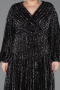 Robe Grande Taille Longue Squameuse Noir ABU5857