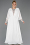 Robe Grande Taille Longue Mousseline Blanc ABU5860