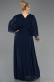 Robe Grande Taille Longue Mousseline Bleu Marine ABU5860