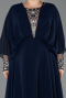 Robe Grande Taille Longue Mousseline Bleu Marine ABU5860