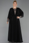 Robe Grande Taille Longue Mousseline Noir ABU5860