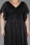 Robe De Soirée Grande Taille Longue Noir-Argent ABU5323