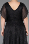 Robe De Soirée Grande Taille Longue Noir-Argent ABU5323