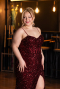 Robe de Soirée Grande Taille Longue Squameuse Rouge Bordeaux ABU5818