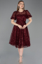 Robe de Cérémonie Midi Dantelle Rouge Bordeaux ABK2550