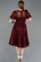 Robe de Cérémonie Midi Dantelle Rouge Bordeaux ABK2550