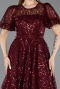 Robe de Cérémonie Midi Dantelle Rouge Bordeaux ABK2550
