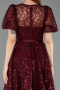 Robe de Cérémonie Midi Dantelle Rouge Bordeaux ABK2550