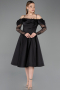 Robe de Cérémonie Midi Satin Noir ABK2552