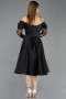 Robe de Cérémonie Midi Satin Noir ABK2552
