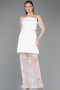 Tenue de Soirée Courte Dantelle Blanc ABK2557