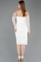 Robe de Cérémonie Midi Dantelle Blanc ABK2558