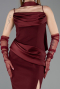 Robe de Cérémonie Midi Rouge Bordeaux ABK2559