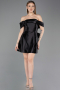 Robe de Cérémonie Mini Satin Noir ABK2562