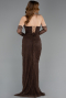 Robe de Soirée Longue Dantelle Brun ABU5770