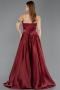 Robe De Soirée Satin Longue Rouge Bordeaux ABU4561