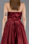 Robe De Soirée Satin Longue Rouge Bordeaux ABU4561