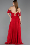 Robe de Soirée Longue Dantelle Rouge ABU5867