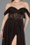 Robe de Soirée Longue Dantelle Brun foncé ABU5867