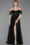 Robe de Soirée Longue Dantelle Noir ABU5867