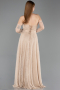 Robe de Soirée Longue Dantelle Beige ABU5887