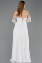 Robe de Soirée Longue Dantelle Blanc ABU5887