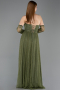 Robe de Soirée Longue Dantelle Kaki ABU5887