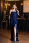 Robe De Soirée Dantelle Longue Bleu Marine ABU5603