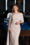 Robe de Soirée Longue Perlé Beige ABU5816