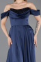 Tenue de Soirée Longue Satin Bleu Marine ABU5891