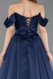 Tenue de Soirée Longue Satin Bleu Marine ABU5891