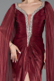Robe de Soirée Longue Mousseline Rouge Bordeaux ABU5868