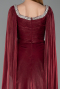 Robe de Soirée Longue Mousseline Rouge Bordeaux ABU5868